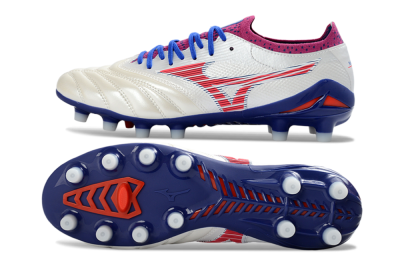 Mizuno Morelia Neo 4 FG Firm Ground Soccer Cleats - White/Cerulean/Crimson