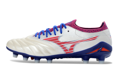 Mizuno Morelia Neo 4 FG Firm Ground Soccer Cleats - White/Cerulean/Crimson