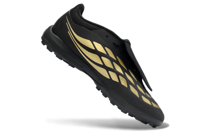 Adidas Predator 26 Elite Fold-Over Tongue TF Artificial Turf Soccer Shoes - Black/Metallic Gold/Charcoal Grey