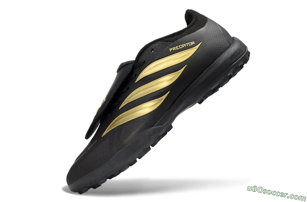 Adidas Predator 26 Elite Fold-Over Tongue TF Artificial Turf Soccer Shoes - Black/Metallic Gold/Charcoal Grey 5
