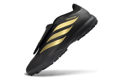 Adidas Predator 26 Elite Fold-Over Tongue TF Artificial Turf Soccer Shoes - Black/Metallic Gold/Charcoal Grey