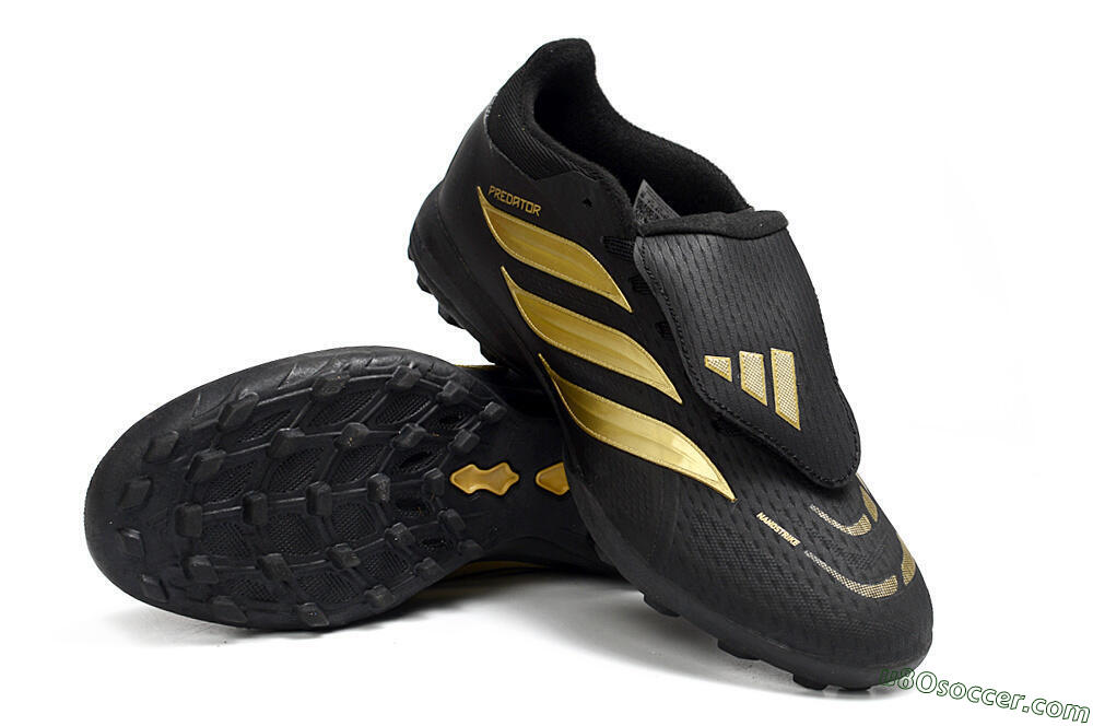Adidas Predator 26 Elite Fold-Over Tongue TF Artificial Turf Soccer Shoes - Black/Metallic Gold/Charcoal Grey 3