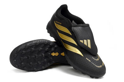 Adidas Predator 26 Elite Fold-Over Tongue TF Artificial Turf Soccer Shoes - Black/Metallic Gold/Charcoal Grey