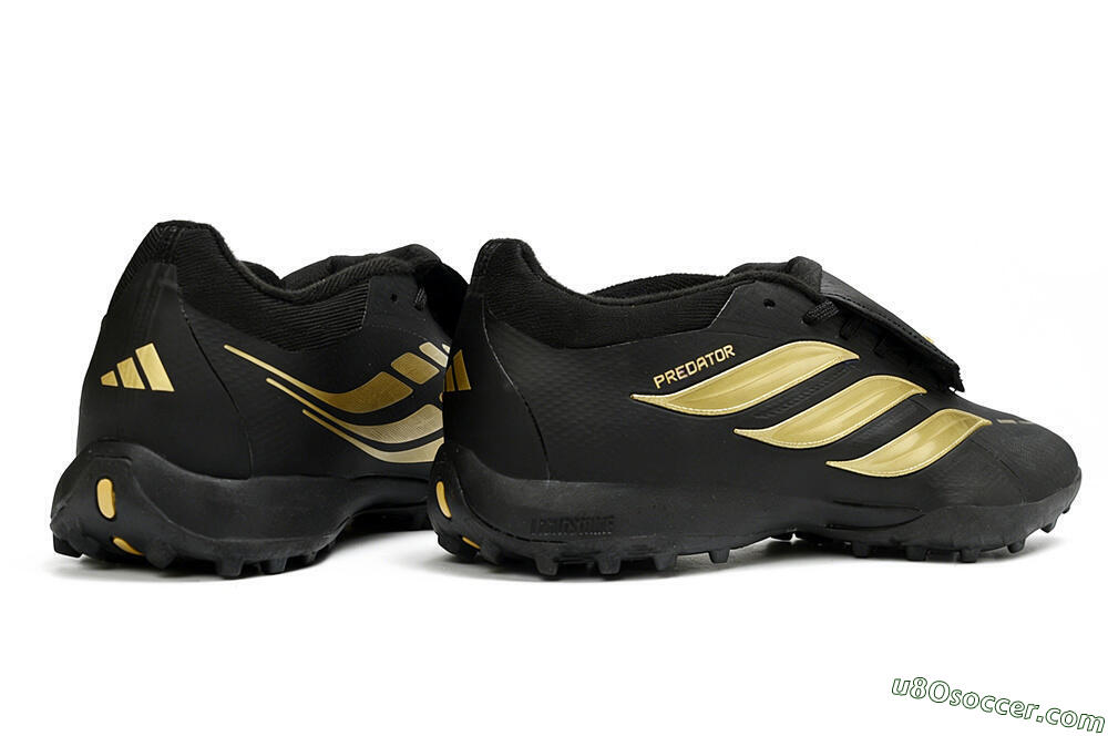 Adidas Predator 26 Elite Fold-Over Tongue TF Artificial Turf Soccer Shoes - Black/Metallic Gold/Charcoal Grey 6