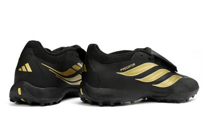 Adidas Predator 26 Elite Fold-Over Tongue TF Artificial Turf Soccer Shoes - Black/Metallic Gold/Charcoal Grey