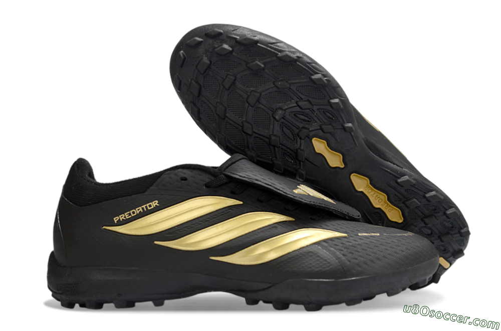 Adidas Predator 26 Elite Fold-Over Tongue TF Artificial Turf Soccer Shoes - Black/Metallic Gold/Charcoal Grey 1