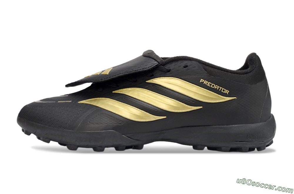 Adidas Predator 26 Elite Fold-Over Tongue TF Artificial Turf Soccer Shoes - Black/Metallic Gold/Charcoal Grey 2