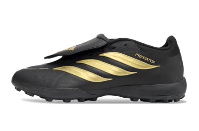 Adidas Predator 26 Elite Fold-Over Tongue TF Artificial Turf Soccer Shoes - Black/Metallic Gold/Charcoal Grey
