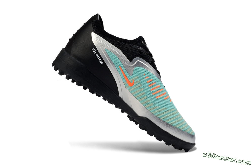 Nike Phantom 6 Elite Low TF Artificial Turf Soccer Shoes - Teal/Metallic Silver/Black 3