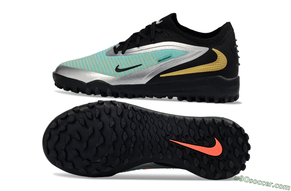 Nike Phantom 6 Elite Low TF Artificial Turf Soccer Shoes - Teal/Metallic Silver/Black 0