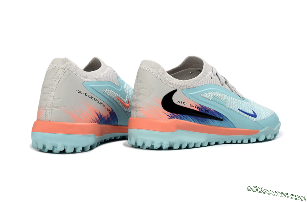 Nike Phantom 6 Elite Low TF Artificial Turf Soccer Shoes - Blue/Aqua Breeze/Coral Burst 6