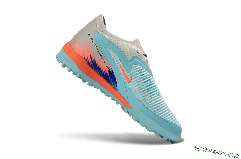 Nike Phantom 6 Elite Low TF Artificial Turf Soccer Shoes - Blue/Aqua Breeze/Coral Burst 3