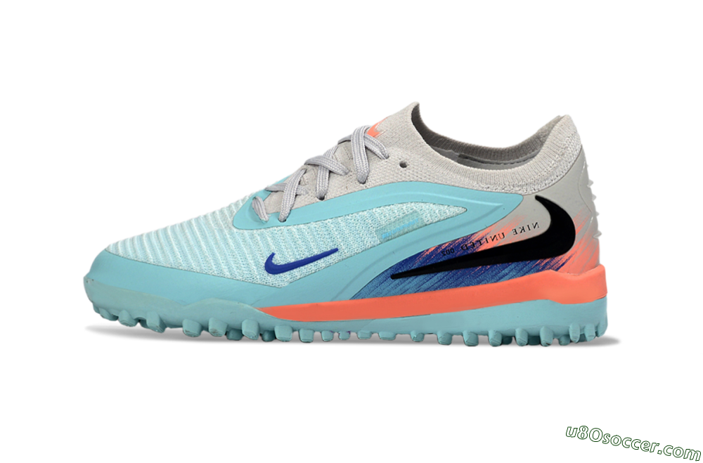 Nike Phantom 6 Elite Low TF Artificial Turf Soccer Shoes - Blue/Aqua Breeze/Coral Burst 1