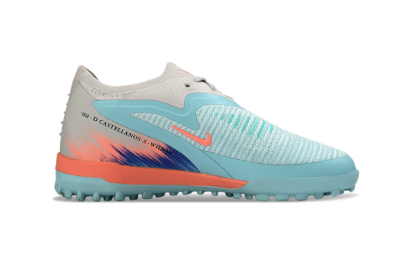 Nike Phantom 6 Elite Low TF Artificial Turf Soccer Shoes - Blue/Aqua Breeze/Coral Burst