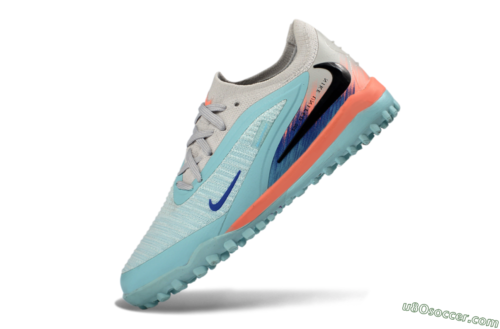 Nike Phantom 6 Elite Low TF Artificial Turf Soccer Shoes - Blue/Aqua Breeze/Coral Burst 4