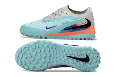 Nike Phantom 6 Elite Low TF Artificial Turf Soccer Shoes - Blue/Aqua Breeze/Coral Burst