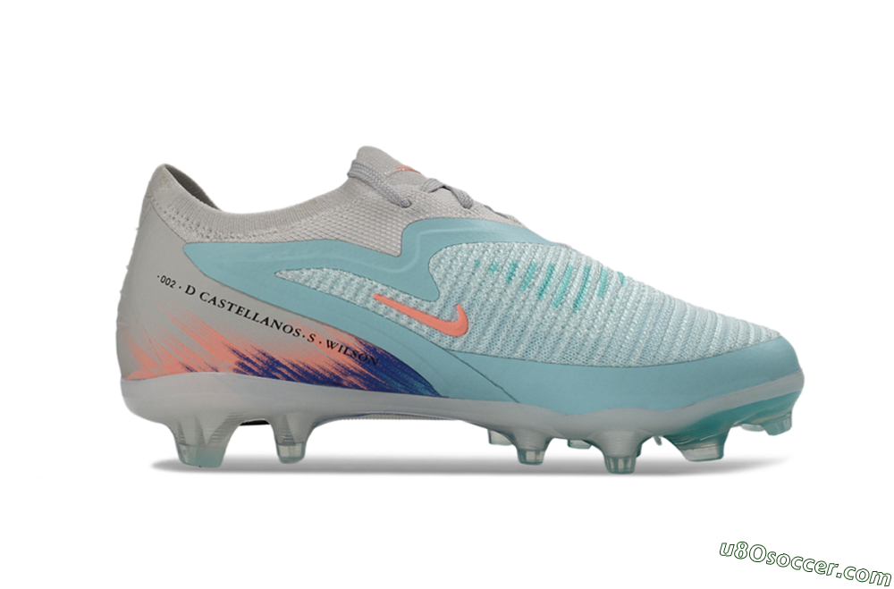 Nike Phantom 6 Elite Low FG Firm Ground Soccer Cleats - Aqua/Soft Coral/Sky Blue 5