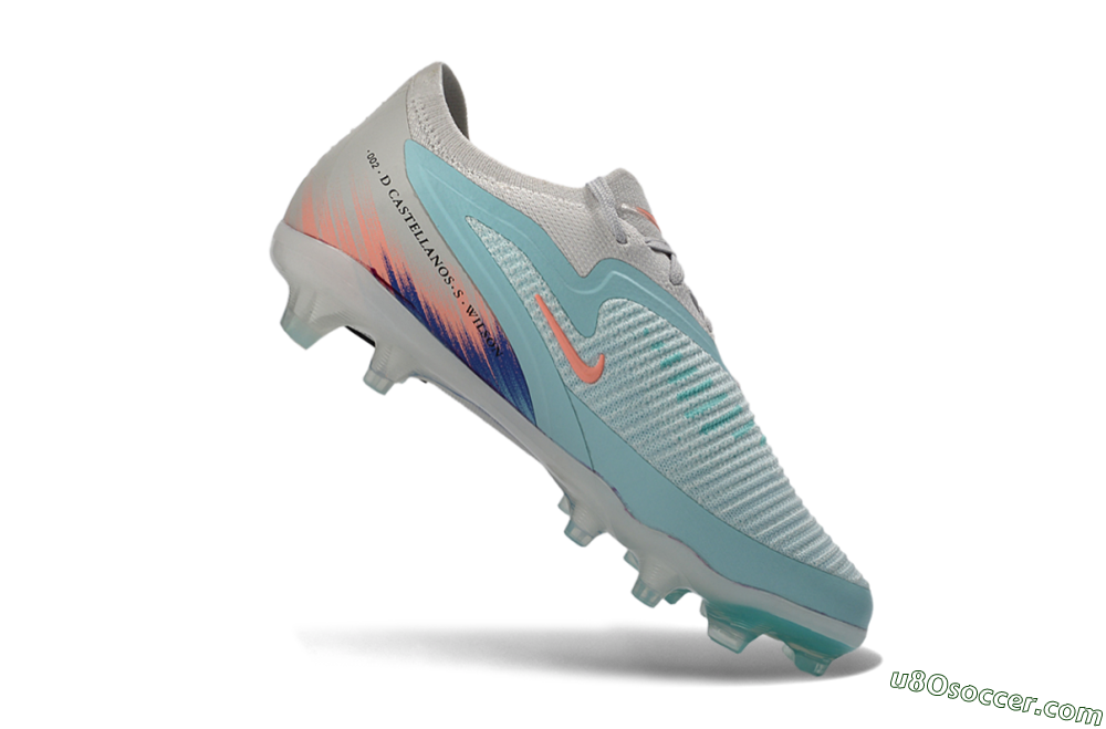 Nike Phantom 6 Elite Low FG Firm Ground Soccer Cleats - Aqua/Soft Coral/Sky Blue 3