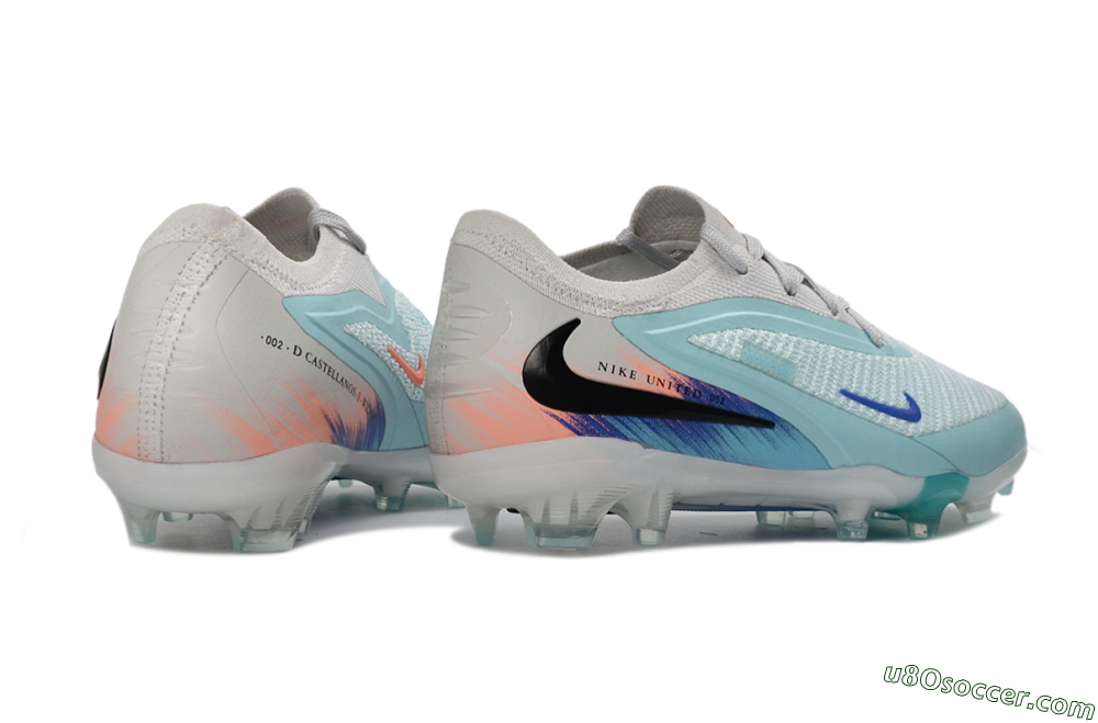 Nike Phantom 6 Elite Low FG Firm Ground Soccer Cleats - Aqua/Soft Coral/Sky Blue 6