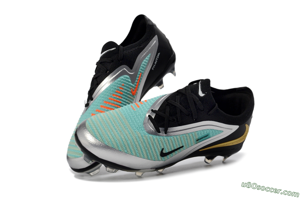 Nike Phantom 6 Elite Low FG Firm Ground Soccer Cleats - Aqua/Metallic Silver/Black 2