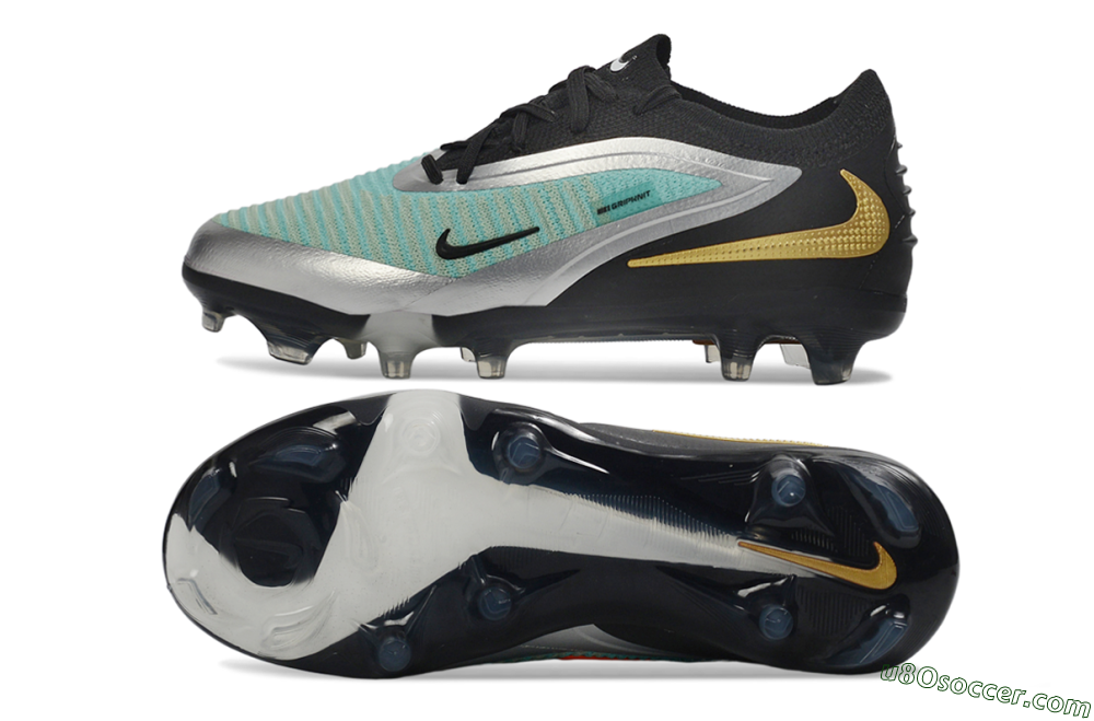 Nike Phantom 6 Elite Low FG Firm Ground Soccer Cleats - Aqua/Metallic Silver/Black 0