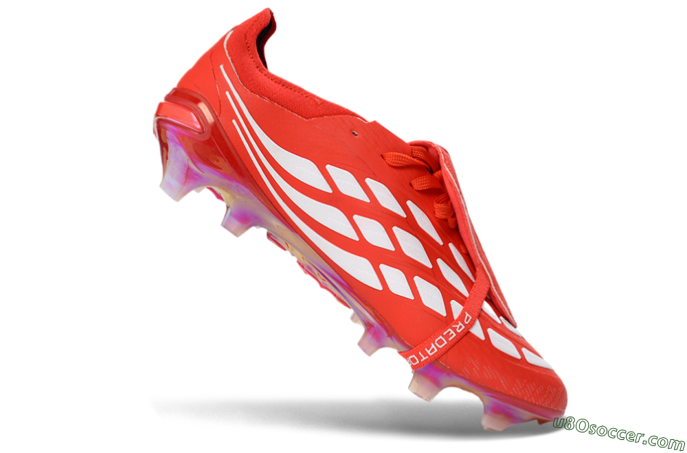 Adidas Predator 26 Elite Fold-Over Tongue FG Firm Ground Soccer Cleats - Red/Fiery Red/Metallic Silver 4