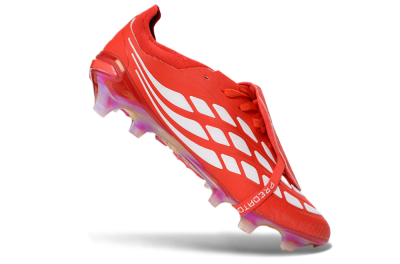 Adidas Predator 26 Elite Fold-Over Tongue FG Firm Ground Soccer Cleats - Red/Fiery Red/Metallic Silver