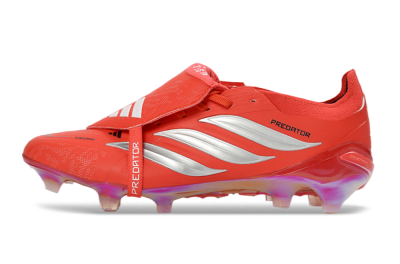 Adidas Predator 26 Elite Fold-Over Tongue FG Firm Ground Soccer Cleats - Red/Fiery Red/Metallic Silver