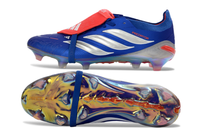 Adidas Predator 26 Elite Fold-Over Tongue FG Firm Ground Soccer Cleats - Blue/Fiery Red/Cool Silver