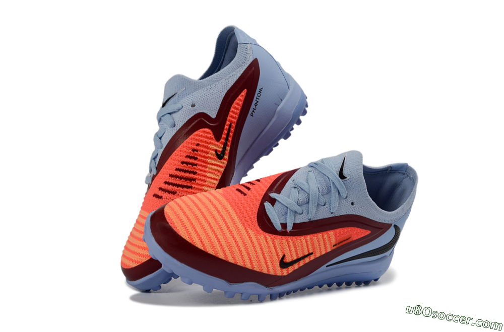 Nike Phantom 6 Elite Low TF Artificial Turf Soccer Shoes - Blue/Coral Red/Steel Blue 2