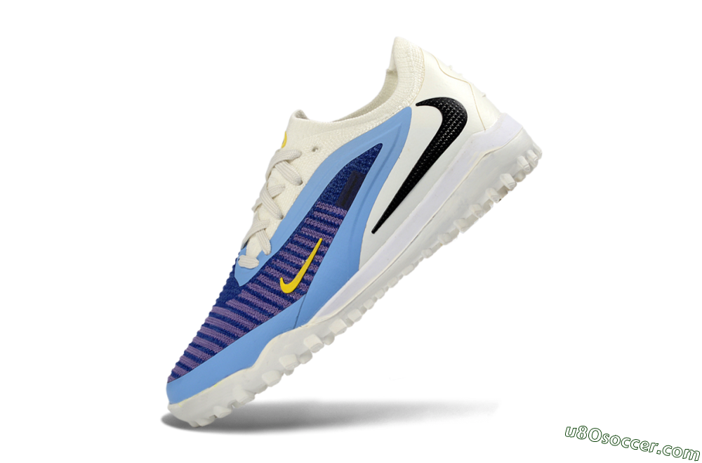 Nike Phantom 6 Elite Low TF Artificial Turf Soccer Shoes - Blue/Bright Yellow/Cream White 4