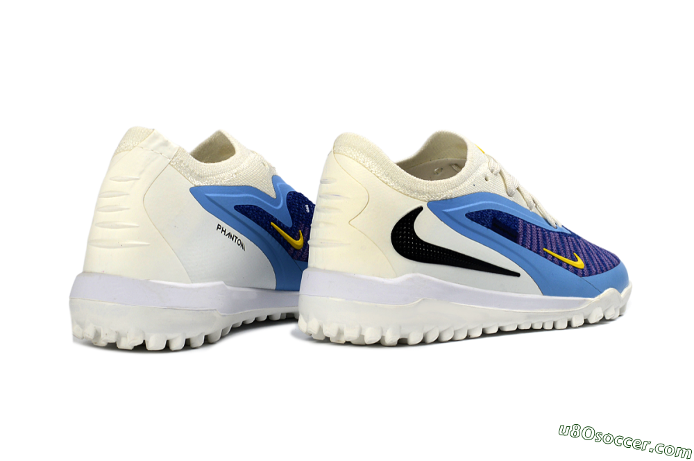 Nike Phantom 6 Elite Low TF Artificial Turf Soccer Shoes - Blue/Bright Yellow/Cream White 5