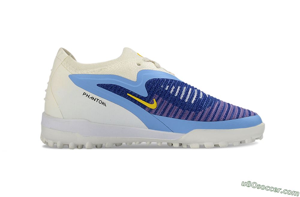 Nike Phantom 6 Elite Low TF Artificial Turf Soccer Shoes - Blue/Bright Yellow/Cream White 6