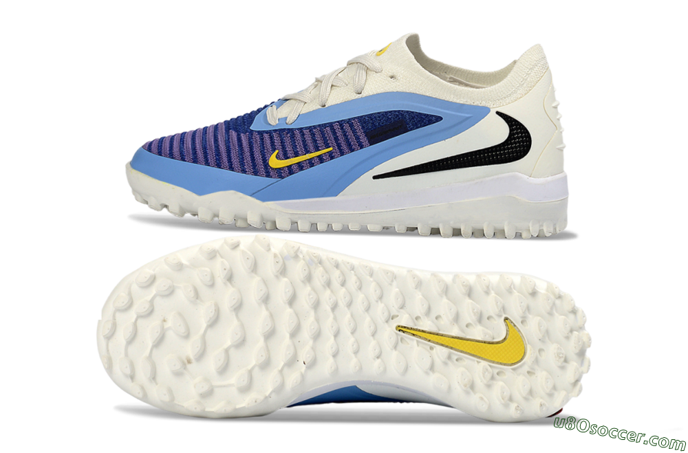 Nike Phantom 6 Elite Low TF Artificial Turf Soccer Shoes - Blue/Bright Yellow/Cream White 0