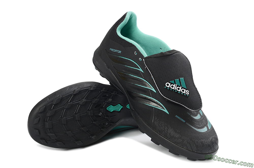 Adidas Predator 26 Elite Fold-Over Tongue TF Artificial Turf Soccer Shoes - Black/Aqua Blue/Charcoal Grey 4
