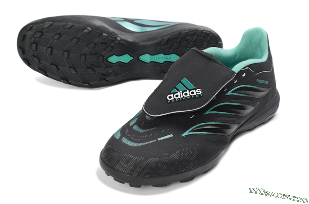 Adidas Predator 26 Elite Fold-Over Tongue TF Artificial Turf Soccer Shoes - Black/Aqua Blue/Charcoal Grey 3