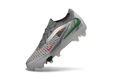 Nike Phantom 6 Elite Low FG Firm Ground Soccer Cleats - Silver/Electric Green/Colorful Pattern