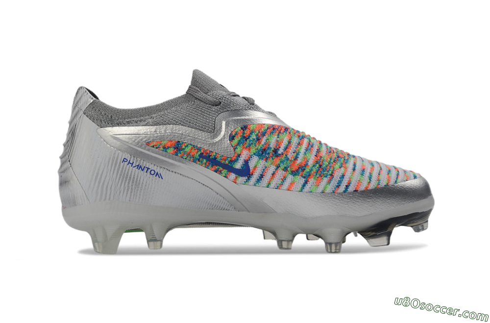 Nike Phantom 6 Elite Low FG Firm Ground Soccer Cleats - Silver/Electric Green/Colorful Pattern 5