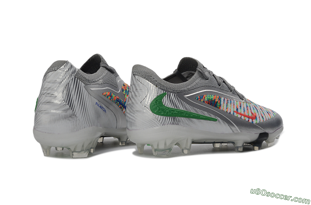 Nike Phantom 6 Elite Low FG Firm Ground Soccer Cleats - Silver/Electric Green/Colorful Pattern 6