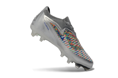 Nike Phantom 6 Elite Low FG Firm Ground Soccer Cleats - Silver/Electric Green/Colorful Pattern