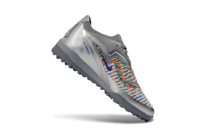 Nike Phantom 6 Elite Low TF Artificial Turf Soccer Shoes - Gray/Electric Green/Flash Red