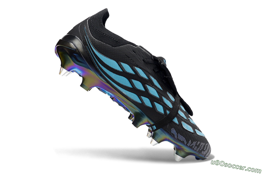 Adidas Predator 26 Elite Fold-Over Tongue SG Soft Ground Soccer Cleats - Black/Iridescent Blue/Metallic Green 4