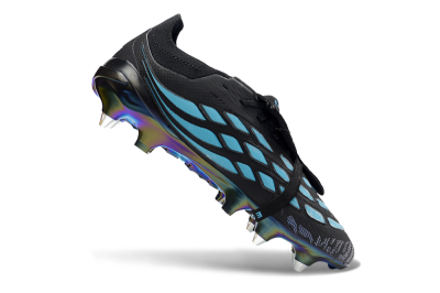 Adidas Predator 26 Elite Fold-Over Tongue SG Soft Ground Soccer Cleats - Black/Iridescent Blue/Metallic Green