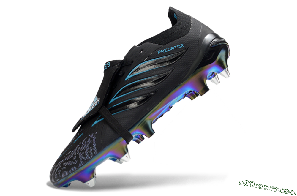 Adidas Predator 26 Elite Fold-Over Tongue SG Soft Ground Soccer Cleats - Black/Iridescent Blue/Metallic Green 5