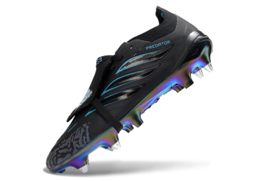 Adidas Predator 26 Elite Fold-Over Tongue SG Soft Ground Soccer Cleats - Black/Iridescent Blue/Metallic Green