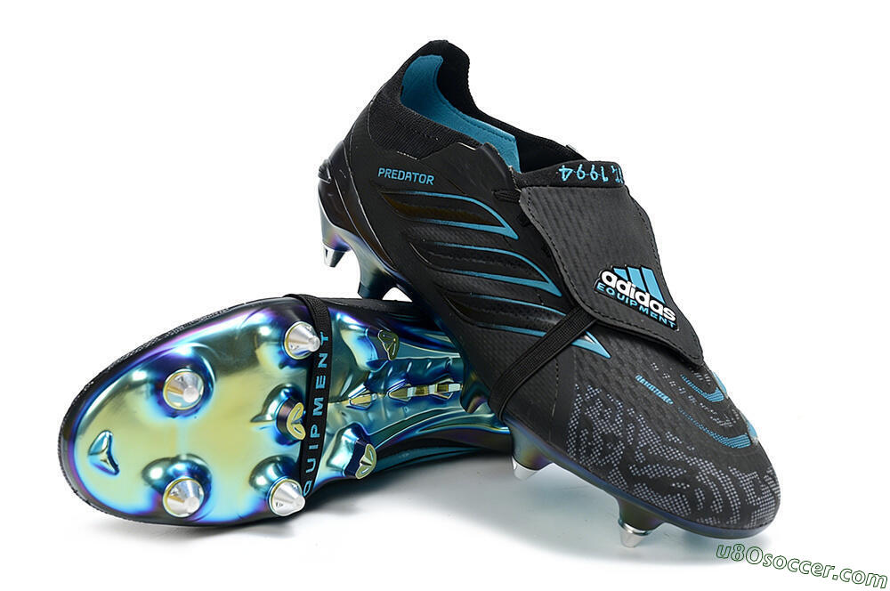 Adidas Predator 26 Elite Fold-Over Tongue SG Soft Ground Soccer Cleats - Black/Iridescent Blue/Metallic Green 3