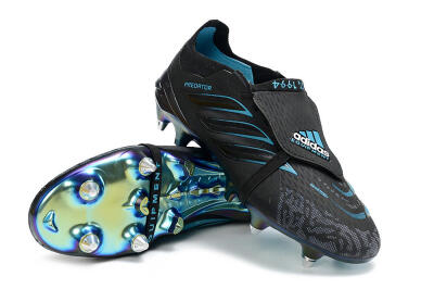 Adidas Predator 26 Elite Fold-Over Tongue SG Soft Ground Soccer Cleats - Black/Iridescent Blue/Metallic Green