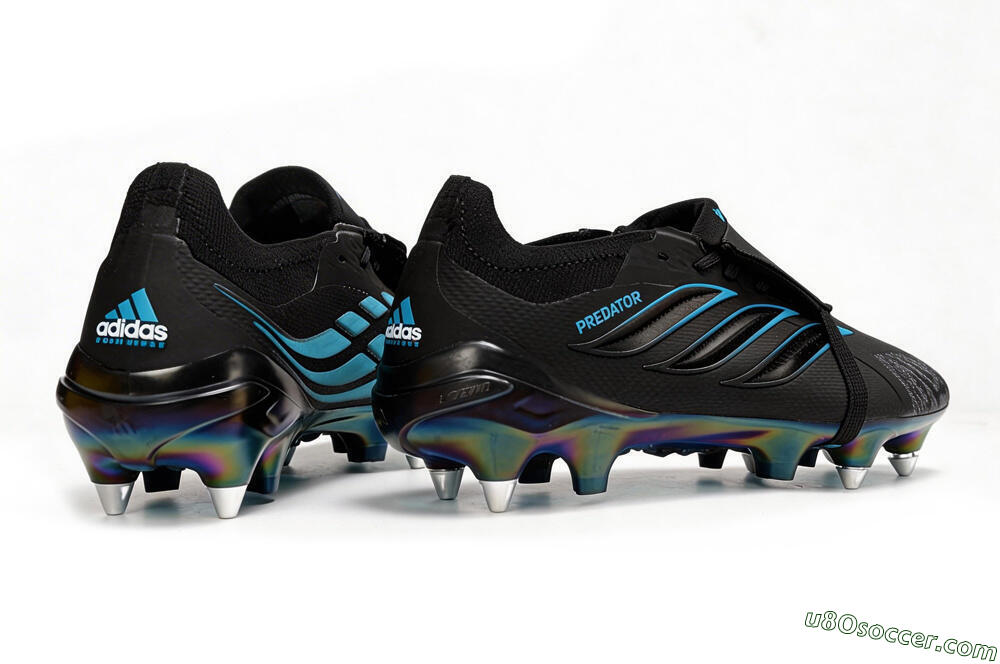 Adidas Predator 26 Elite Fold-Over Tongue SG Soft Ground Soccer Cleats - Black/Iridescent Blue/Metallic Green 6