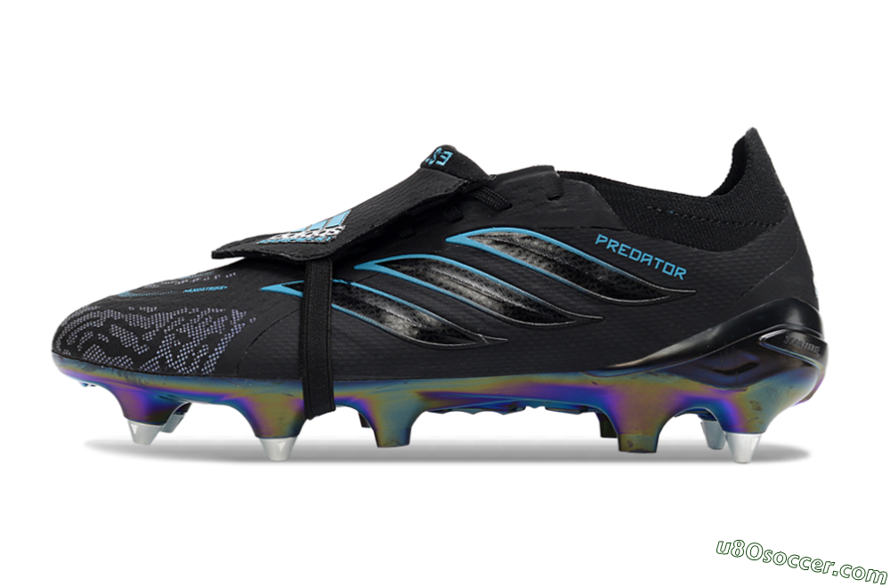 Adidas Predator 26 Elite Fold-Over Tongue SG Soft Ground Soccer Cleats - Black/Iridescent Blue/Metallic Green 2