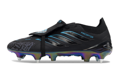 Adidas Predator 26 Elite Fold-Over Tongue SG Soft Ground Soccer Cleats - Black/Iridescent Blue/Metallic Green
